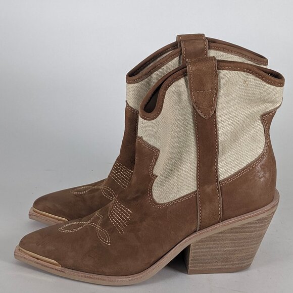 Dolce vita Brown/Tan cowgirl ankle boots. Size 7, slight heels for comfort - Picture 1 of 7